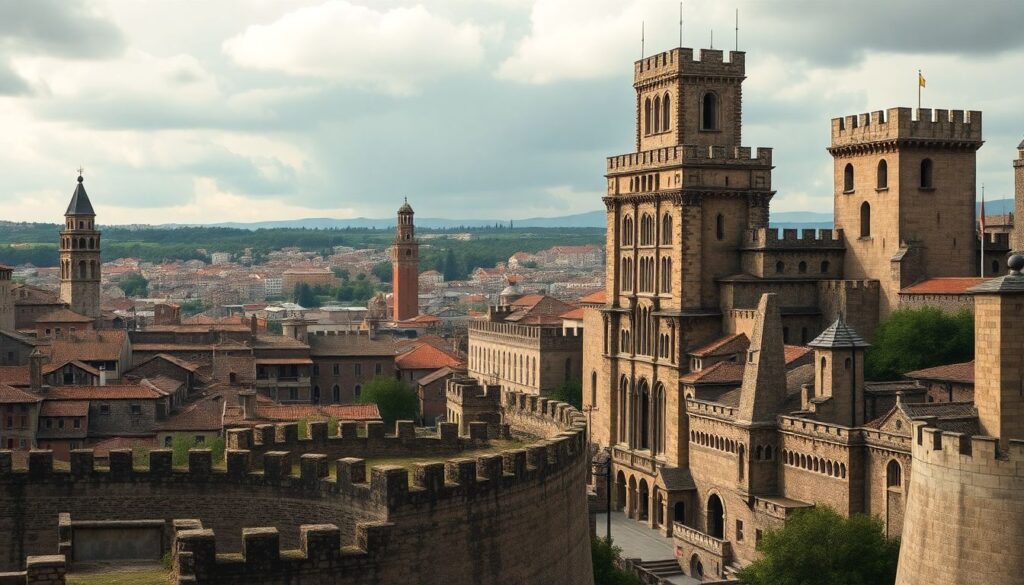 Средневековые города: городские стены и крепостные сооружения - иллюстрация