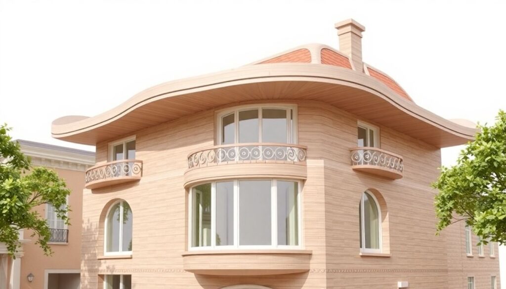 Архитектура модерна: плавные линии и декоративная керамика - иллюстрация